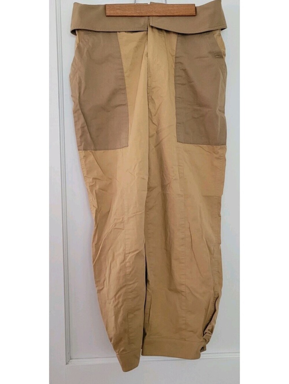 Frame Pants Womens 4 Tan Multi Light Cotton Wide Leg Foldover Pockets Cropped